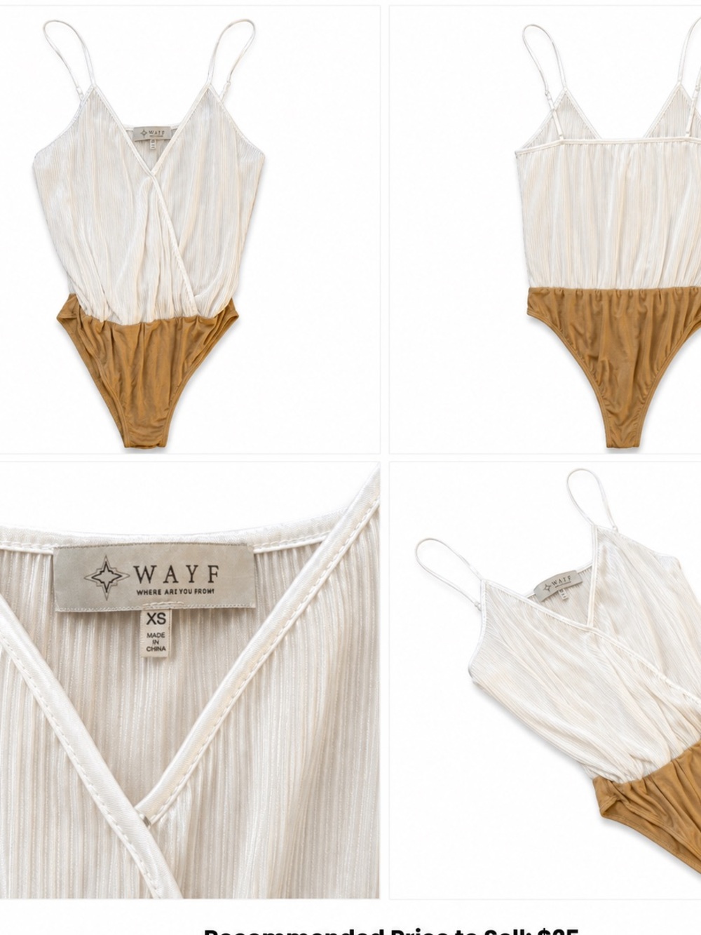 WAYF Cream and Brown bodysuit